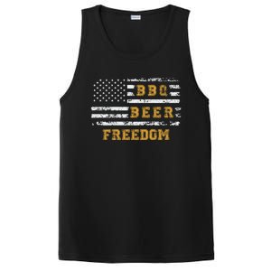 Bbq Beer Freedom With Distressed Usa Flag Cute Gift PosiCharge Competitor Tank