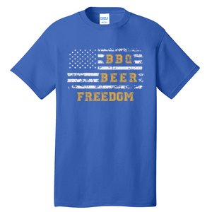 Bbq Beer Freedom With Distressed Usa Flag Cute Gift Tall T-Shirt