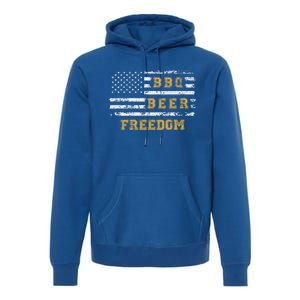 Bbq Beer Freedom With Distressed Usa Flag Cute Gift Premium Hoodie