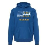 Bbq Beer Freedom With Distressed Usa Flag Cute Gift Premium Hoodie