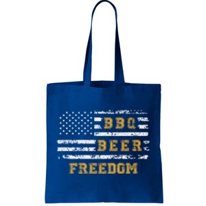 Bbq Beer Freedom With Distressed Usa Flag Cute Gift Tote Bag