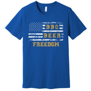 Bbq Beer Freedom With Distressed Usa Flag Cute Gift Premium T-Shirt