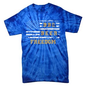 Bbq Beer Freedom With Distressed Usa Flag Cute Gift Tie-Dye T-Shirt