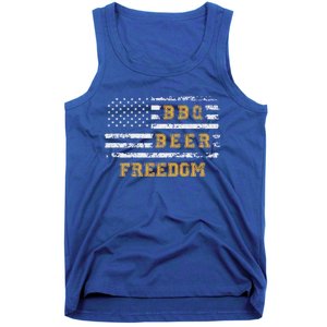 Bbq Beer Freedom With Distressed Usa Flag Cute Gift Tank Top