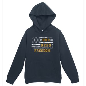 Bbq Beer Freedom With Distressed Usa Flag Cute Gift Urban Pullover Hoodie