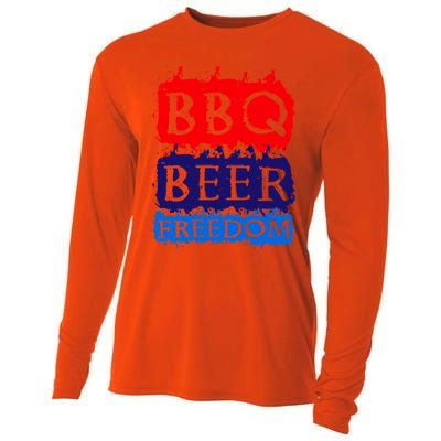 Bbq Beer Freedom For All Americans Gift Cooling Performance Long Sleeve Crew