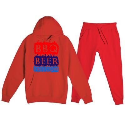 Bbq Beer Freedom For All Americans Gift Premium Hooded Sweatsuit Set