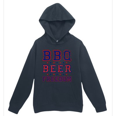 Bbq Beer Freedom Written In Red White And Blue Distressed Gift Urban Pullover Hoodie