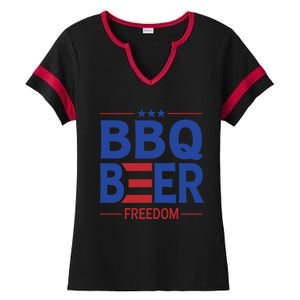 Bbq Beer Freedom Funny America 2020 Proud American Gift Ladies Halftime Notch Neck Tee