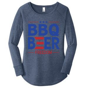 Bbq Beer Freedom Funny America 2020 Proud American Gift Women's Perfect Tri Tunic Long Sleeve Shirt