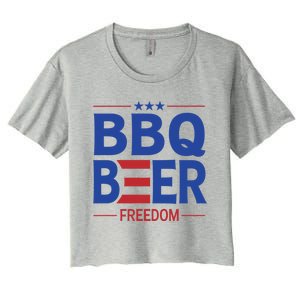 Bbq Beer Freedom Funny America 2020 Proud American Gift Women's Crop Top Tee