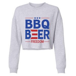 Bbq Beer Freedom Funny America 2020 Proud American Gift Cropped Pullover Crew