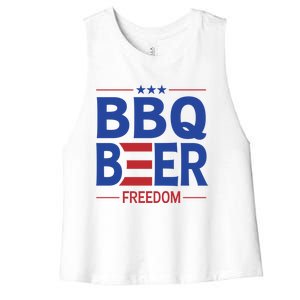 Bbq Beer Freedom Funny America 2020 Proud American Gift Women's Racerback Cropped Tank