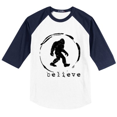 Believe Bigfoot Facts Silhouette Funny Sasquatch Baseball Sleeve Shirt