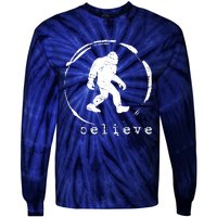 Believe Bigfoot Facts Silhouette Funny Sasquatch Tie-Dye Long Sleeve Shirt