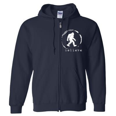 Believe Bigfoot Facts Silhouette Funny Sasquatch Full Zip Hoodie