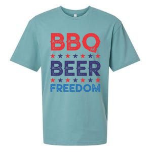 Bbq Beer Freedom Funny America Usa Party 4th Of July Summer Gift Sueded Cloud Jersey T-Shirt