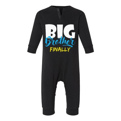 Big Brother Finally Pregnancy Announcement Baby Shower Infant Fleece One Piece