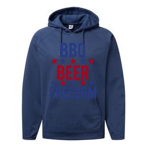 Bbq Beer Freedom Gift Performance Fleece Hoodie