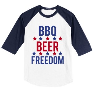 Bbq Beer Freedom Gift Baseball Sleeve Shirt