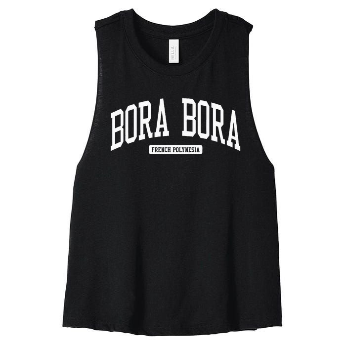 Bora Bora French Polynesia College University Style Women's Racerback Cropped Tank