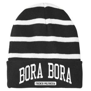 Bora Bora French Polynesia College University Style Striped Beanie with Solid Band