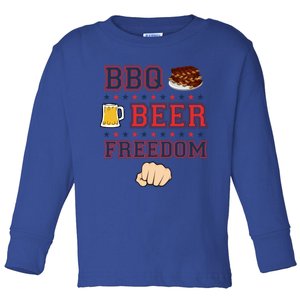 Bbq Beer Freedom Grilling Dad Uncle Trucker Funny Gift Cute Gift Toddler Long Sleeve Shirt