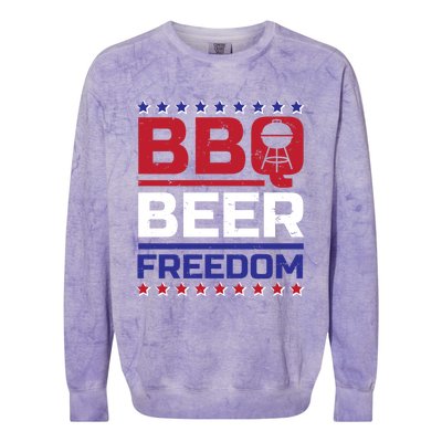 Bbq Beer Freedom Grilling Alcohol Gift Funny Gift Colorblast Crewneck Sweatshirt