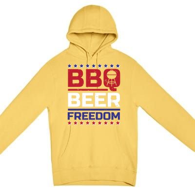 Bbq Beer Freedom Grilling Alcohol Gift Funny Gift Premium Pullover Hoodie