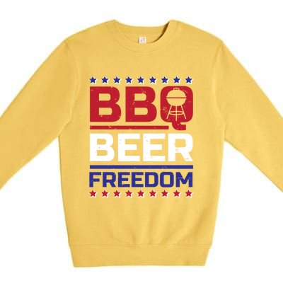 Bbq Beer Freedom Grilling Alcohol Gift Funny Gift Premium Crewneck Sweatshirt