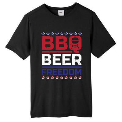 Bbq Beer Freedom Grilling Alcohol Gift Funny Gift Tall Fusion ChromaSoft Performance T-Shirt