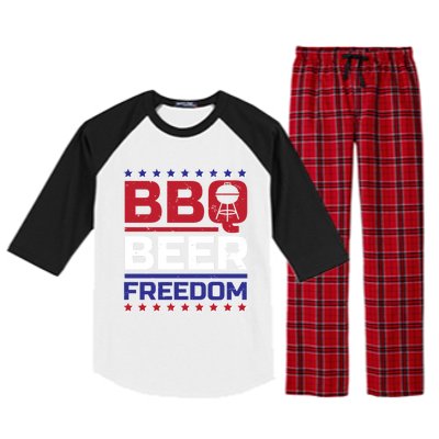 Bbq Beer Freedom Grilling Alcohol Gift Funny Gift Raglan Sleeve Pajama Set