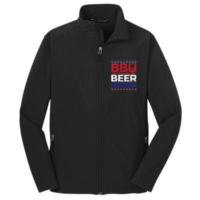 Bbq Beer Freedom Grilling Alcohol Gift Funny Gift Core Soft Shell Jacket