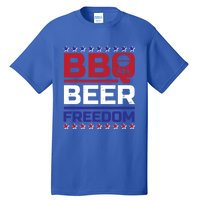 Bbq Beer Freedom Grilling Alcohol Gift Funny Gift Tall T-Shirt