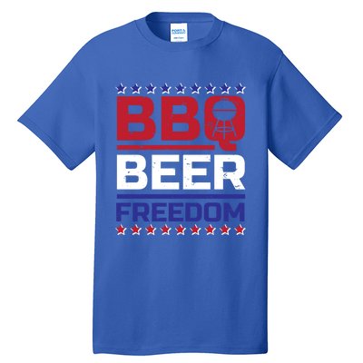 Bbq Beer Freedom Grilling Alcohol Gift Funny Gift Tall T-Shirt