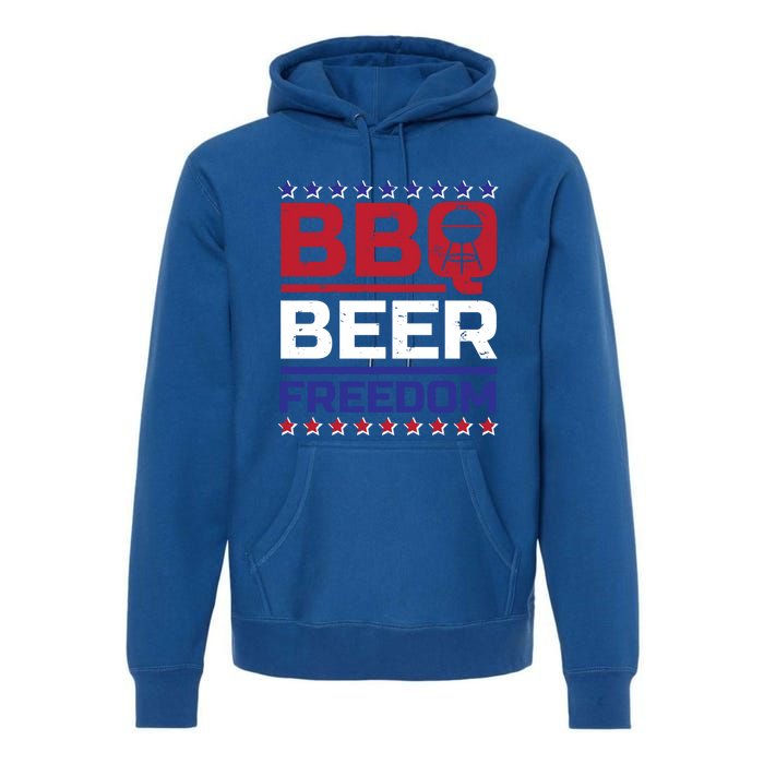 Bbq Beer Freedom Grilling Alcohol Gift Funny Gift Premium Hoodie