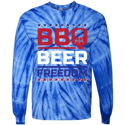 Bbq Beer Freedom Grilling Alcohol Gift Funny Gift Tie-Dye Long Sleeve Shirt