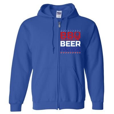 Bbq Beer Freedom Grilling Alcohol Gift Funny Gift Full Zip Hoodie