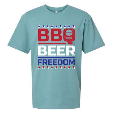 Bbq Beer Freedom Grilling Alcohol Gift Funny Gift Sueded Cloud Jersey T-Shirt