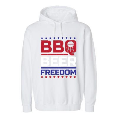 Bbq Beer Freedom Grilling Alcohol Gift Funny Gift Garment-Dyed Fleece Hoodie