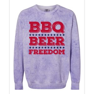 Bbq Beer Freedom Usa Red White And Blue Patriotic Gift Colorblast Crewneck Sweatshirt