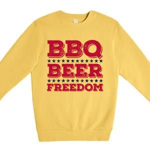 Bbq Beer Freedom Usa Red White And Blue Patriotic Gift Premium Crewneck Sweatshirt