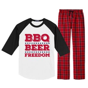 Bbq Beer Freedom Usa Red White And Blue Patriotic Gift Raglan Sleeve Pajama Set