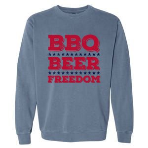 Bbq Beer Freedom Usa Red White And Blue Patriotic Gift Garment-Dyed Sweatshirt