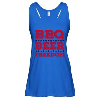 Bbq Beer Freedom Usa Red White And Blue Patriotic Gift Ladies Essential Flowy Tank