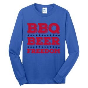 Bbq Beer Freedom Usa Red White And Blue Patriotic Gift Tall Long Sleeve T-Shirt