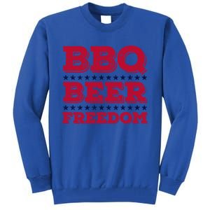 Bbq Beer Freedom Usa Red White And Blue Patriotic Gift Tall Sweatshirt