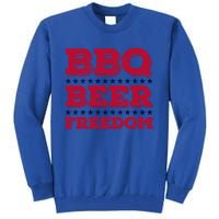 Bbq Beer Freedom Usa Red White And Blue Patriotic Gift Tall Sweatshirt