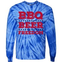 Bbq Beer Freedom Usa Red White And Blue Patriotic Gift Tie-Dye Long Sleeve Shirt