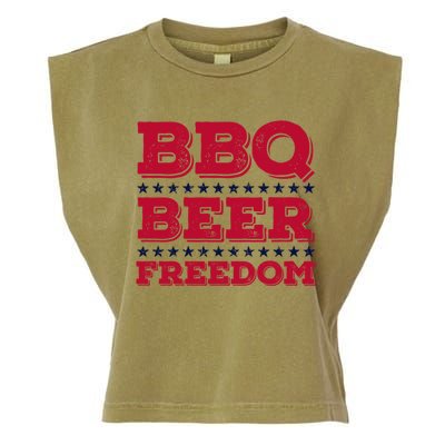 Bbq Beer Freedom Usa Red White And Blue Patriotic Gift Garment-Dyed Women's Muscle Tee